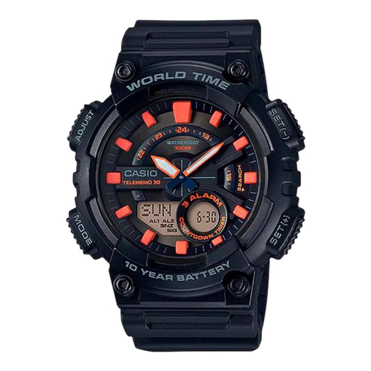 Reloj Casio para Hombre Telememo 30, con 10 Años de Batería AEQ-110W-1A2V / ENVÍO GRATIS.