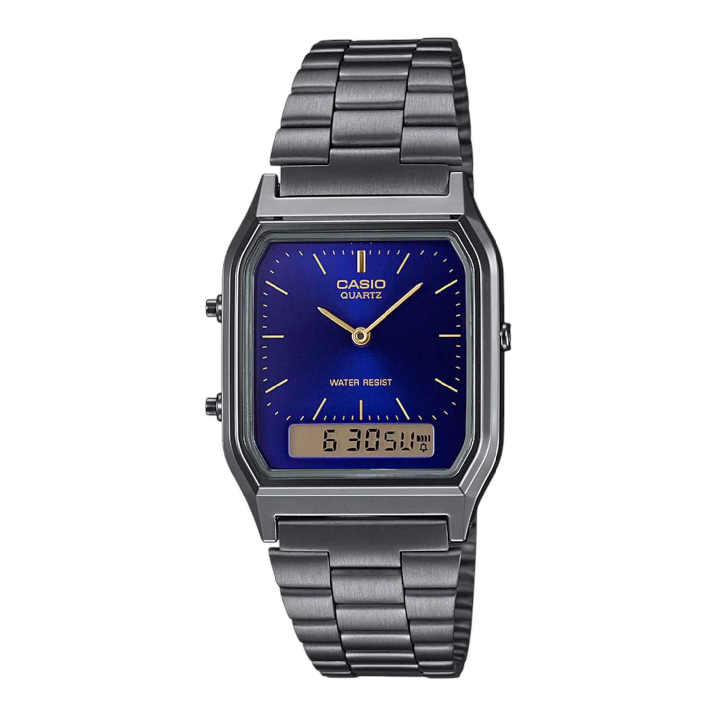 Reloj para hombre AQ-230GG-2A con correa de acero inoxidable gris. / ENVÍO GRATIS.