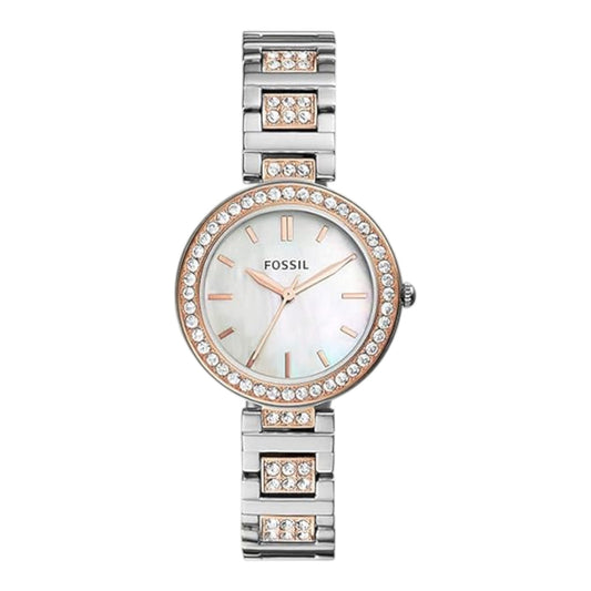Reloj Fossil Karli analógico con esfera plateada para mujer BQ3337 / ENVÍO GRATIS