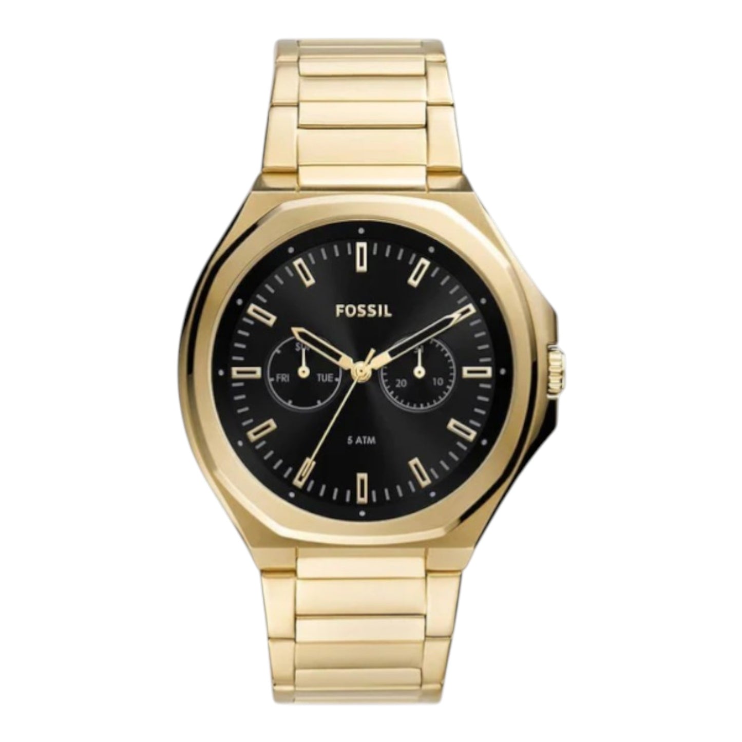 Reloj Fossil Evanston Multifuncional Para Hombre Acero Inoxidable - Dorado Negro BQM2611 / ENVÍO GRATIS