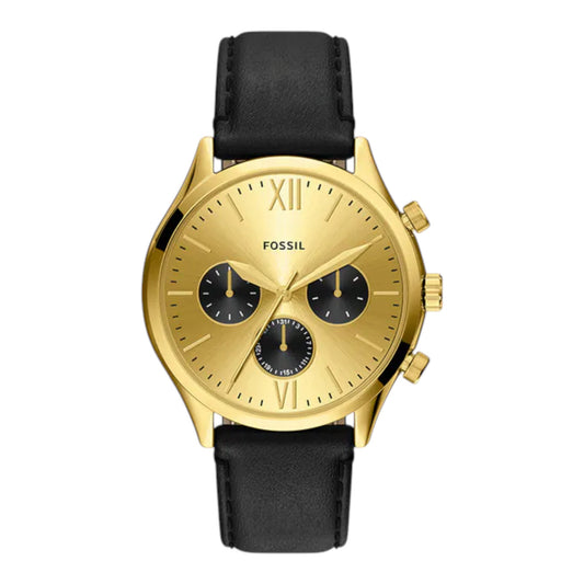 Reloj Fossil cronógrafo Fenmore Classic, con correa de cuero genuino negro BQM7133 / ENVÍO GRATIS