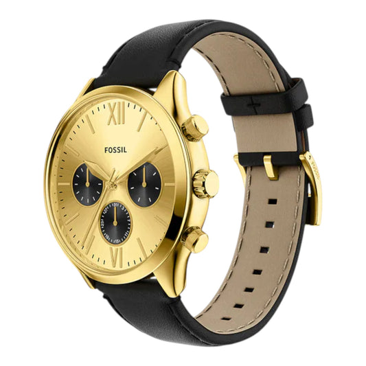 Reloj Fossil cronógrafo Fenmore Classic, con correa de cuero genuino negro BQM7133 / ENVÍO GRATIS
