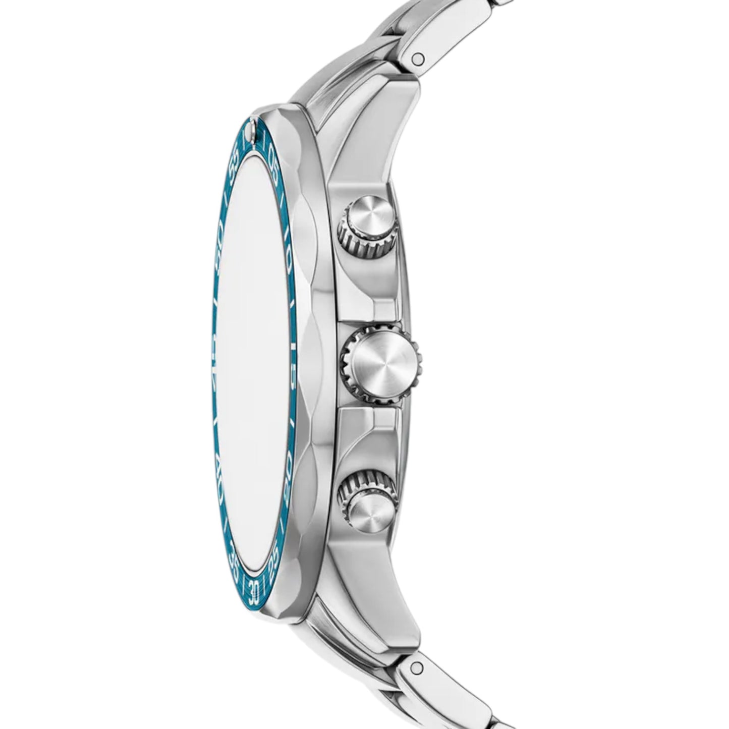 Reloj Fossil Bannon Three-Eye con correa de acero inoxidable plateado BQM7134 / ENVÍO GRATIS