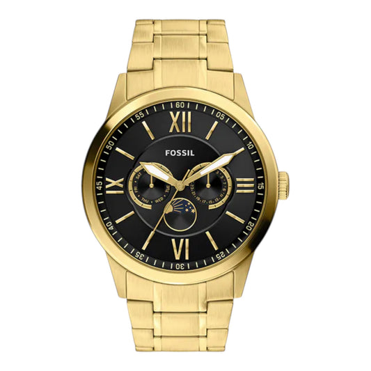 Reloj Fossil Flynn con números romanos, correa de acero inoxidable dorado BQM7136 / ENVÍO GRATIS