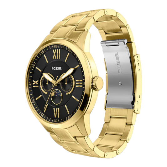 Reloj Fossil Flynn con números romanos, correa de acero inoxidable dorado BQM7136 / ENVÍO GRATIS