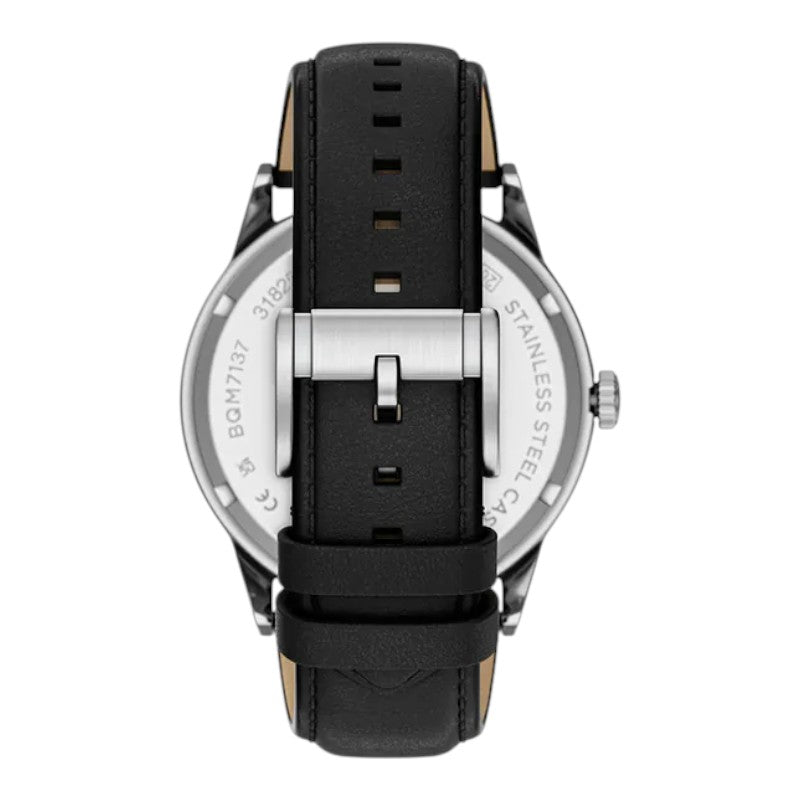 Reloj Fossil Flynn Classic Elegante con números romanos, correa de cuero genuino negro BQM7137 / ENVÍO GRATIS