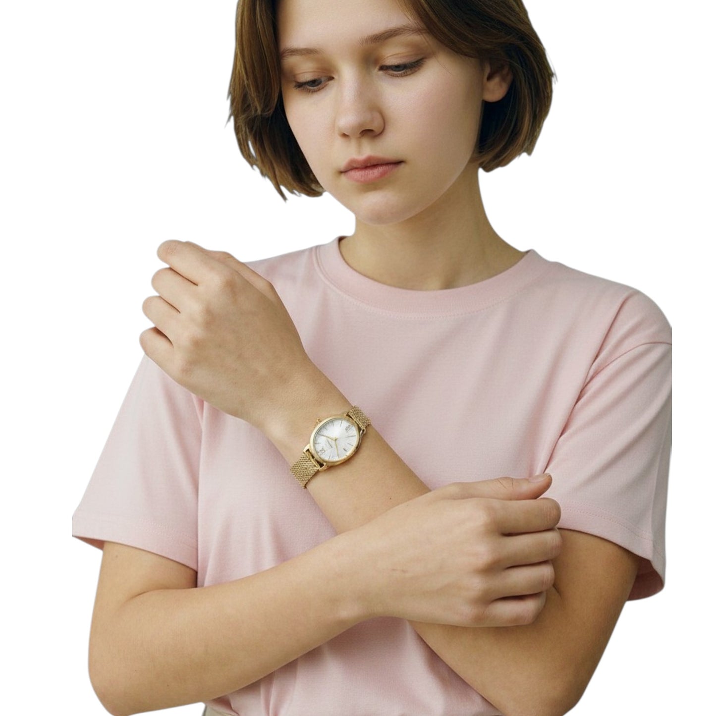 Reloj Fossil Penny Elegant Classic para mujer, de nácar con correa milanesa de acero inoxidable dorado BQW5017 / ENVÍO GRATIS