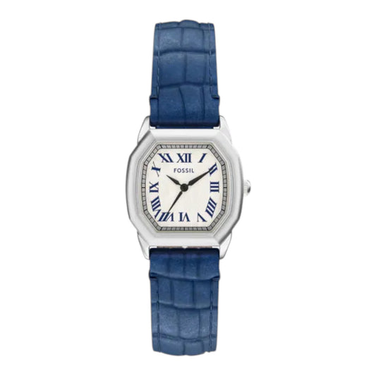 Reloj Fossil Harlow Eternal con números romanos estilo retro para mujer, correa de cuero genuino azul ES5425 / ENVÍO GRATIS