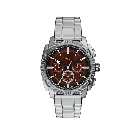 Reloj Fossil Machine Deep Forest Traveler, correa de acero inoxidable plateado FS6144 / ENVÍO GRATIS