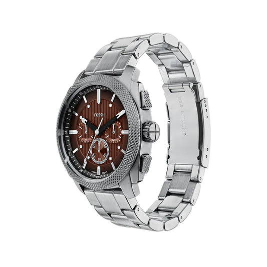 Reloj Fossil Machine Deep Forest Traveler, correa de acero inoxidable plateado FS6144 / ENVÍO GRATIS